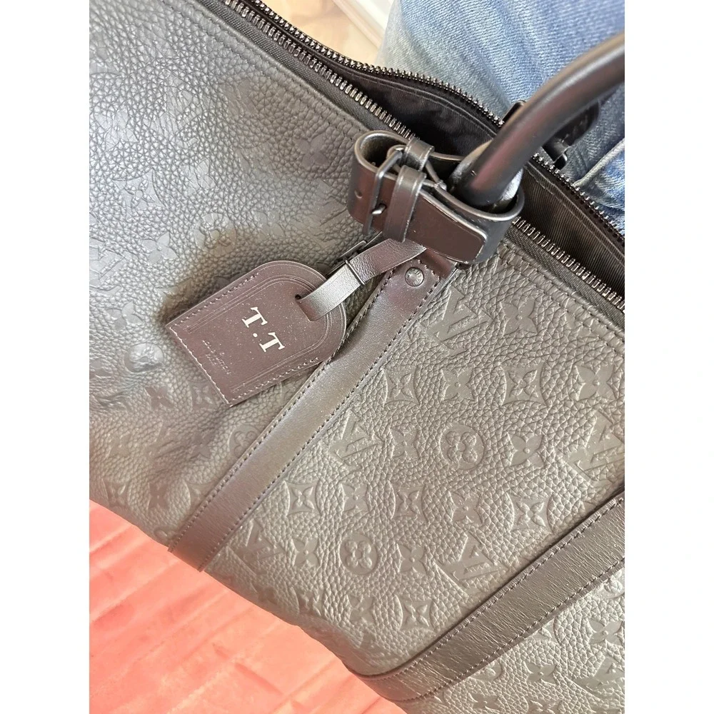 Louis Vuitton Monogram Empreinte Keepall Bandouliere 50 Black Leather Duffel Bag